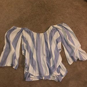 off the shoulder striped shirt